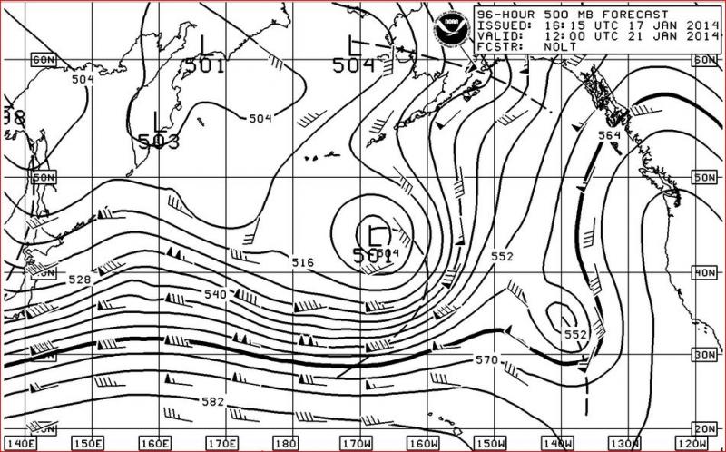 NOAA OPC 96 Hour 500 MB Forecast Chart 